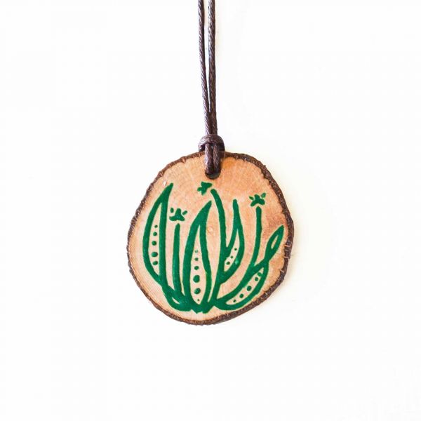 Jewelry with Flower Wooden Pendant
