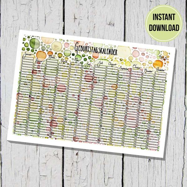 Birthday Calendar to print out Lemna